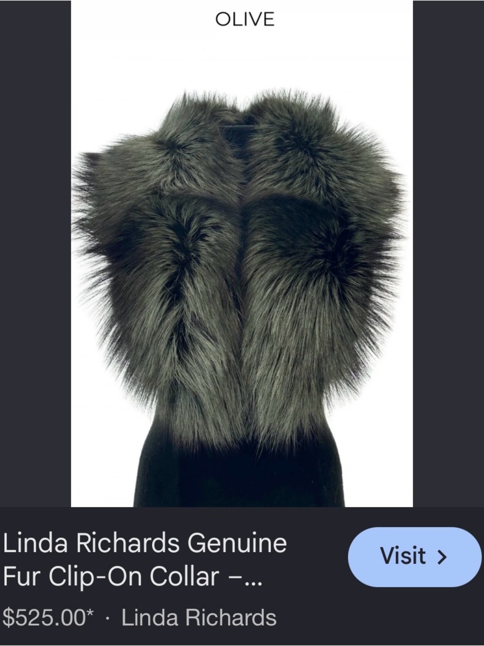 Linda Richards Genuine
Fur Clip-On Collar